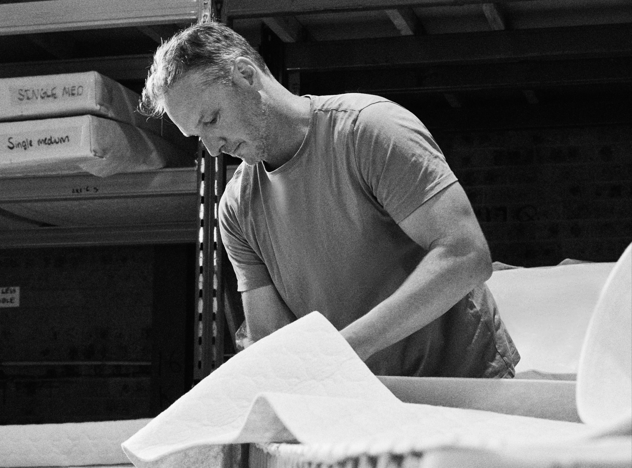 Karl from Ausbeds Sydney creating a mattress