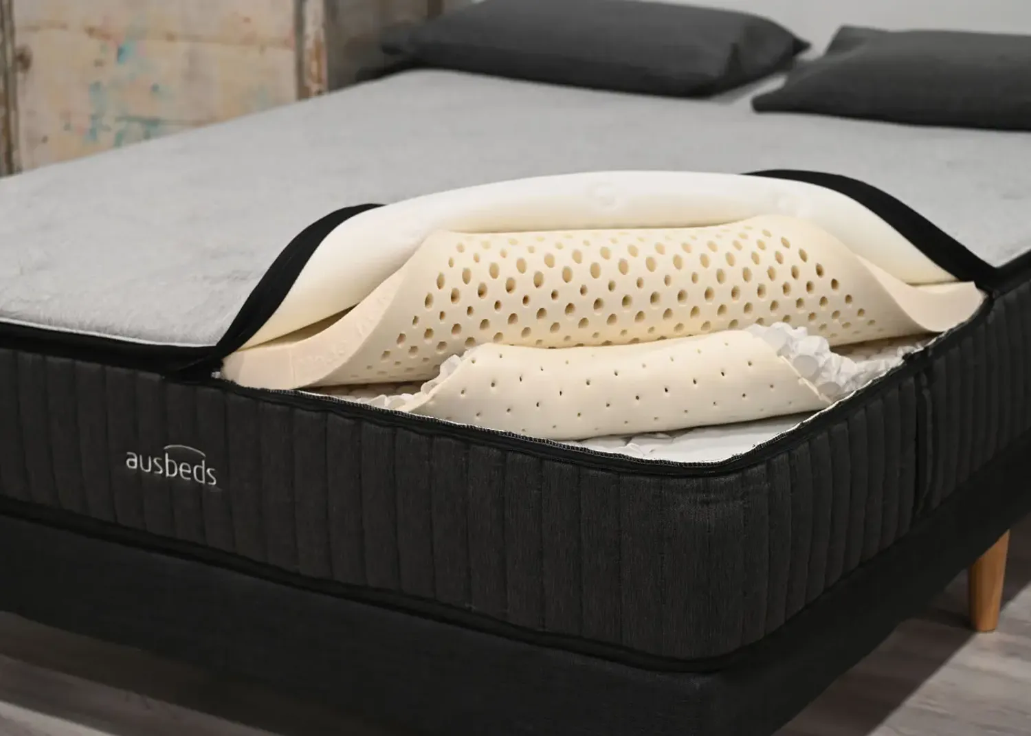 The layers of an Ausbeds Cloud latex and micro spring mattress